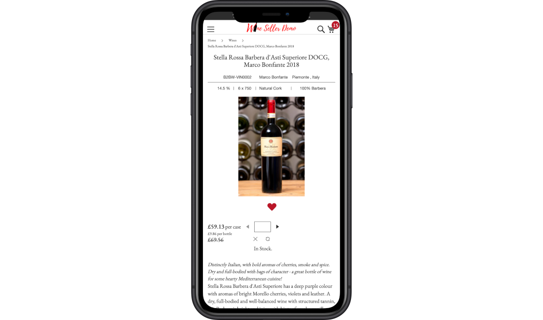 wineseller demo iPhone XR
